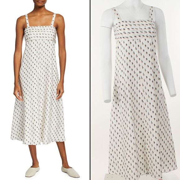 Theory Dresses & Skirts - Theory Floral Ikat Print Silk Tie Back MIDI Dress